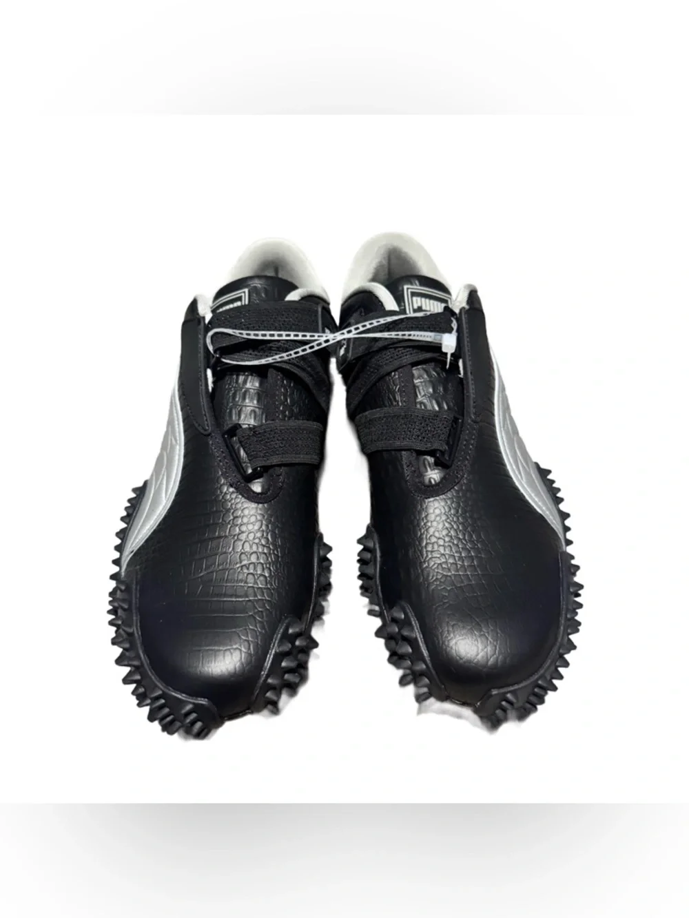 Puma Black and White Men's Spike-Studded Athletic Sneakers